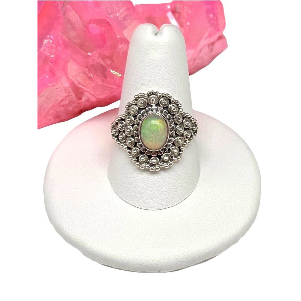 Ethiopian Fire Opal Ring Size 9 Solid 925 Sterling Silver